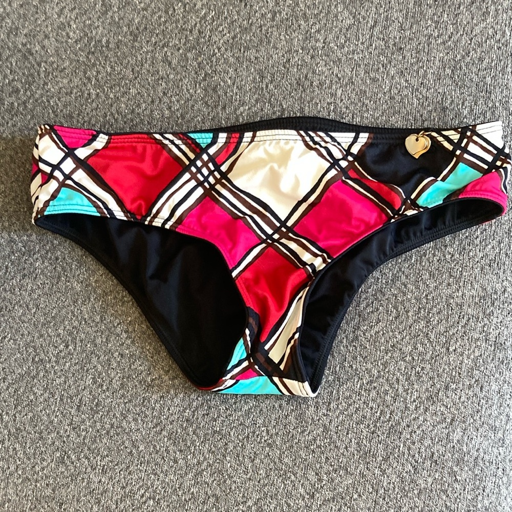 Plaid/Black Reversible Bikini Bottom